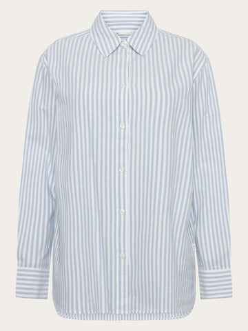 KnowledgeCotton Apparel - WMN Organic Cotton Oxford Shirt GOTS Shirts 8021 Blue stripe