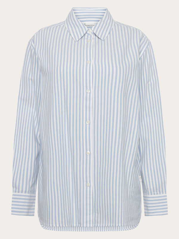 KnowledgeCotton Apparel - WMN Organic Cotton Oxford Shirt GOTS Shirts 8021 Blue stripe