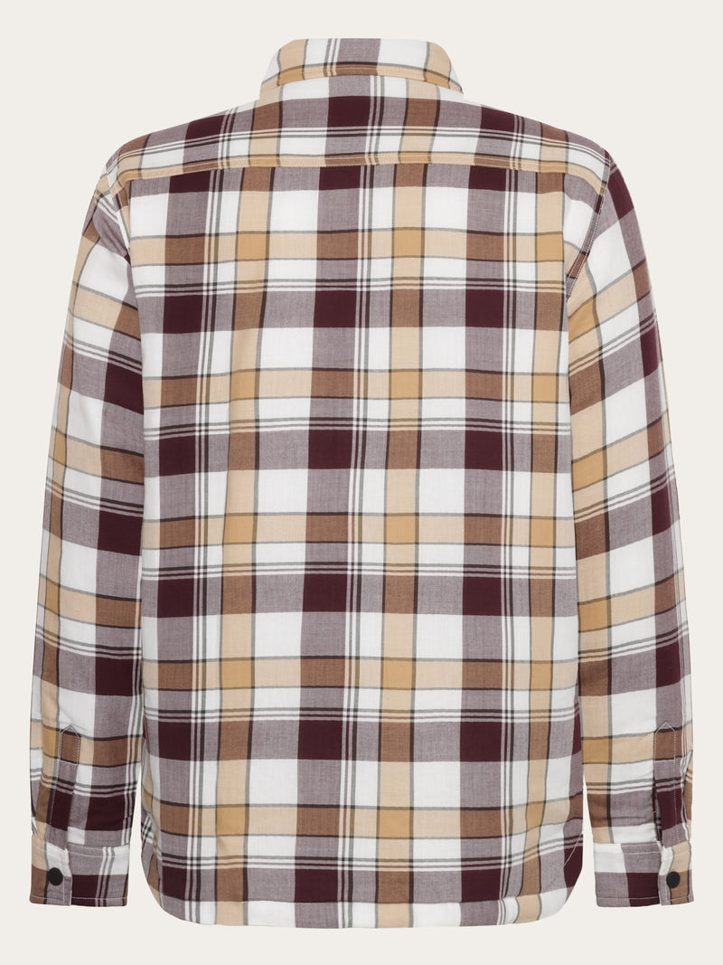 KnowledgeCotton Apparel - MEN Organic Cotton Padded Overshirt OCS Overshirts 7025 Red check