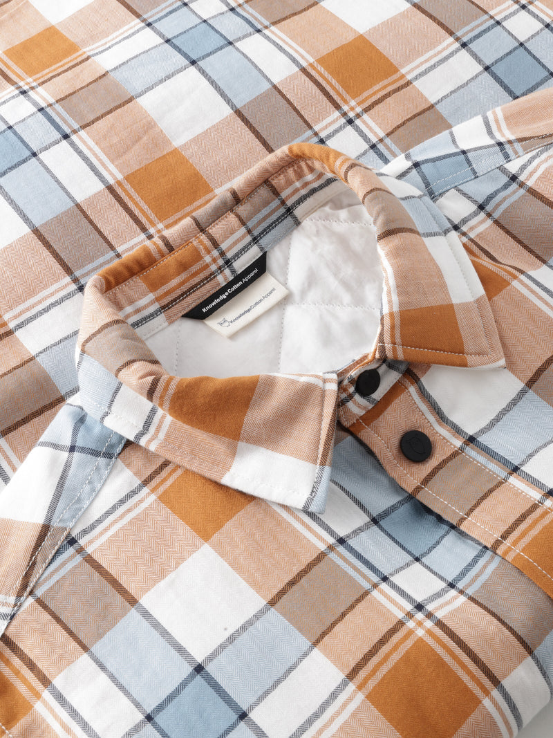 KnowledgeCotton Apparel - MEN Organic Cotton Padded Overshirt OCS Overshirts 7029 Orange check