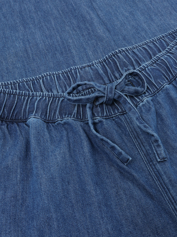 KnowledgeCotton Apparel - WMN Organic Cotton Posey Denim Pant GOTS Pants 3059 Dark Blue denim