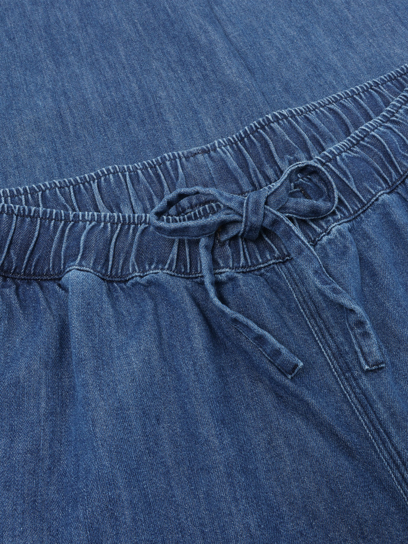 KnowledgeCotton Apparel - WMN Organic Cotton Posey Denim Pant GOTS Pants 3059 Dark Blue denim