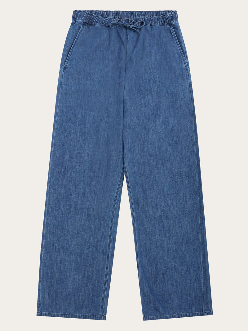 KnowledgeCotton Apparel - WMN Organic Cotton Posey Denim Pant GOTS Pants 3059 Dark Blue denim