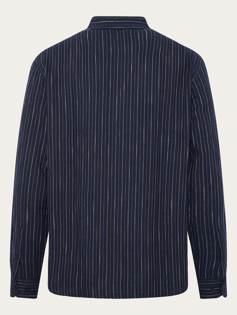 KnowledgeCotton Apparel - MEN Organic Cotton Striped Shirt GOTS Shirts 8021 Blue stripe