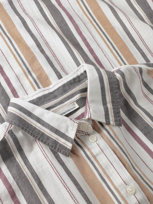 KnowledgeCotton Apparel - WMN Organic Cotton Striped Shirt GOTS Shirts 8025 Red Stripe