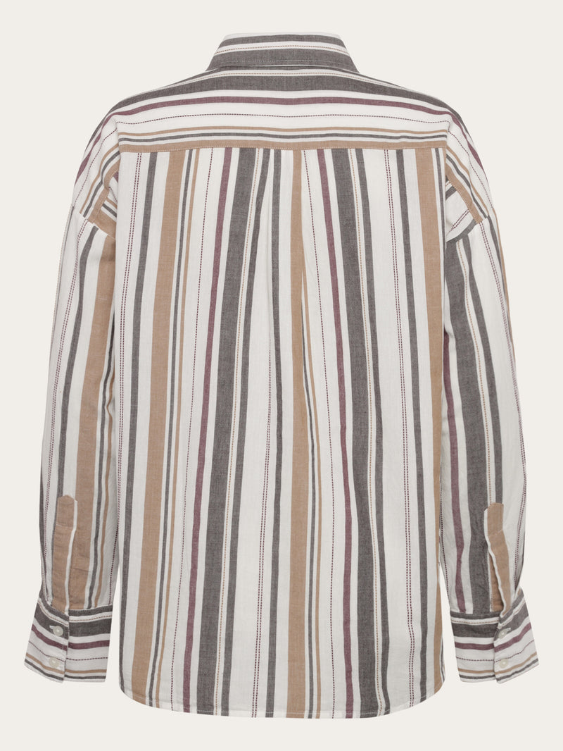 KnowledgeCotton Apparel - WMN Organic Cotton Striped Shirt GOTS Shirts 8025 Red Stripe