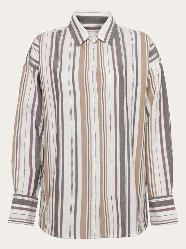 KnowledgeCotton Apparel - WMN Organic Cotton Striped Shirt GOTS Shirts 8025 Red Stripe