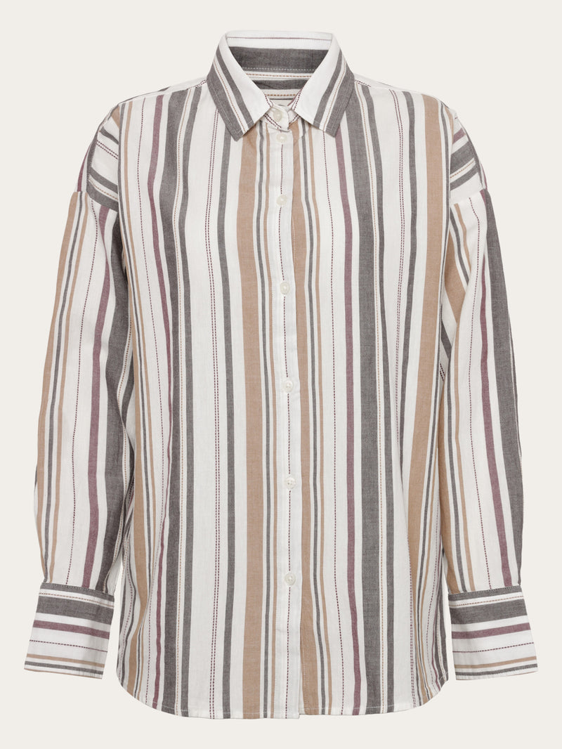 KnowledgeCotton Apparel - WMN Organic Cotton Striped Shirt GOTS Shirts 8025 Red Stripe
