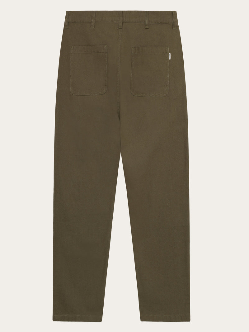 KnowledgeCotton Apparel - MEN Organic Cotton Tim Canvas Pants GOTS Pants 1068 Burned Olive