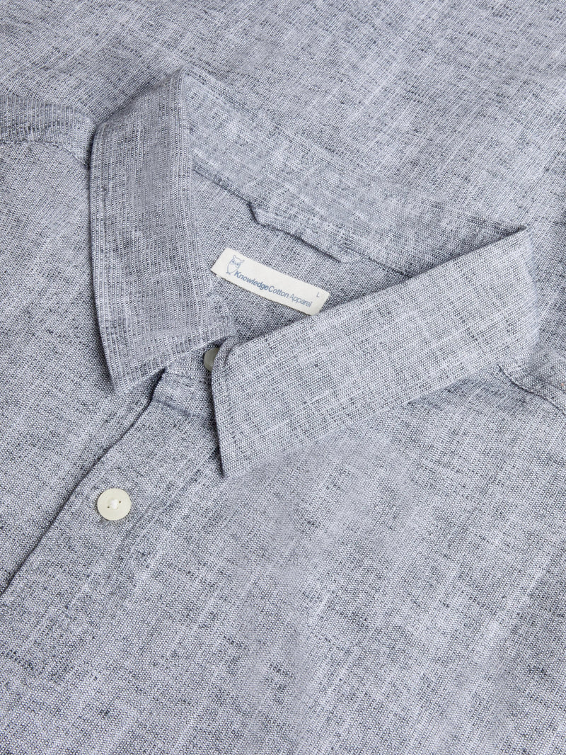 KnowledgeCotton Apparel - MEN Organic Linen Structured Shirt GOTS/Vegan Shirts 1300 Black Jet