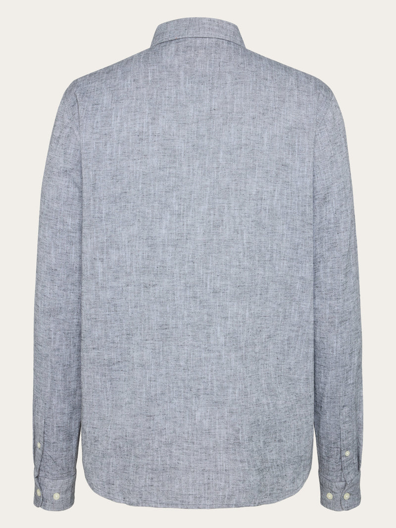 KnowledgeCotton Apparel - MEN Organic Linen Structured Shirt GOTS/Vegan Shirts 1300 Black Jet