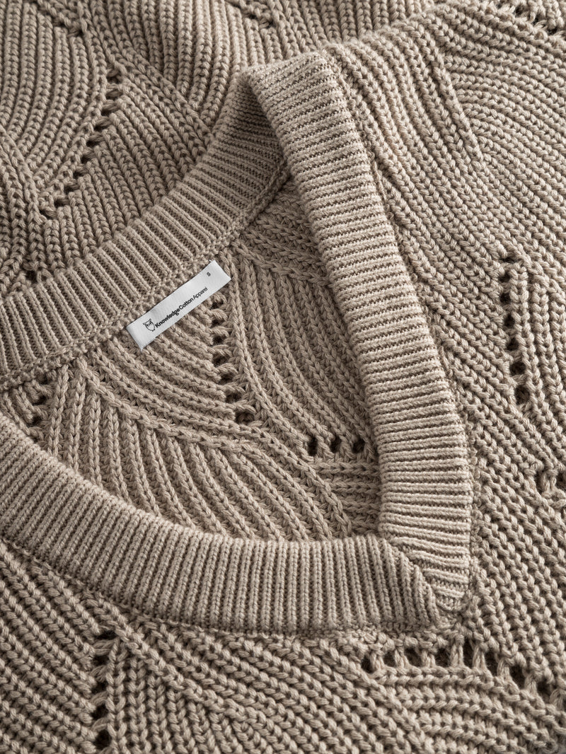 KnowledgeCotton Apparel - WMN Oversized v-neck knit vest Vests 1228 Light feather gray