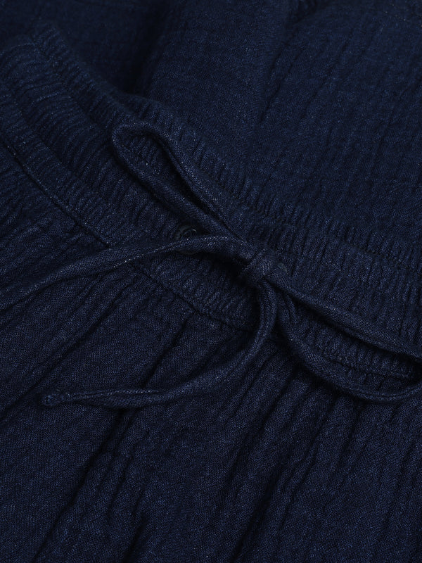 KnowledgeCotton Apparel - WMN POSEY Organic Cotton Dobby Shorts GOTS/Vegan Shorts 1483 Indigo