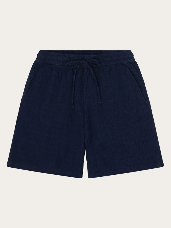 KnowledgeCotton Apparel - WMN POSEY Organic Cotton Dobby Shorts GOTS/Vegan Shorts 1483 Indigo