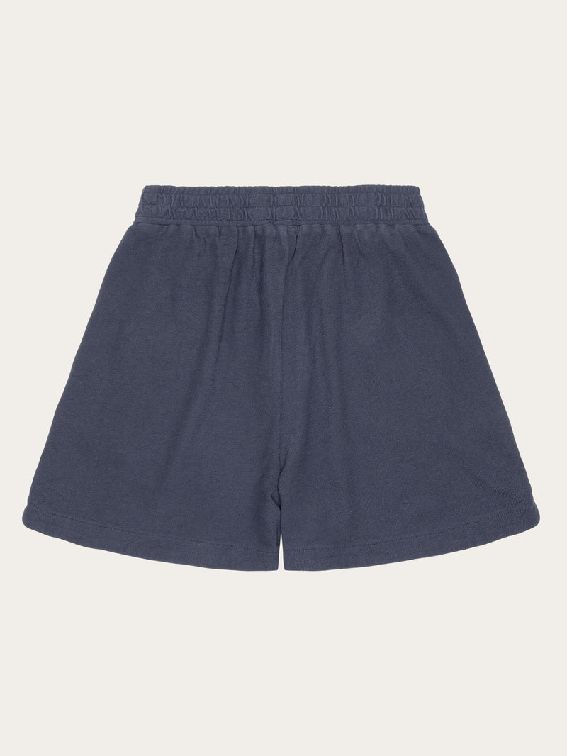 KnowledgeCotton Apparel - WMN POSEY elastic waist bouclé shorts - GOTS/Vegan Shorts 1226 Vintage Indigo