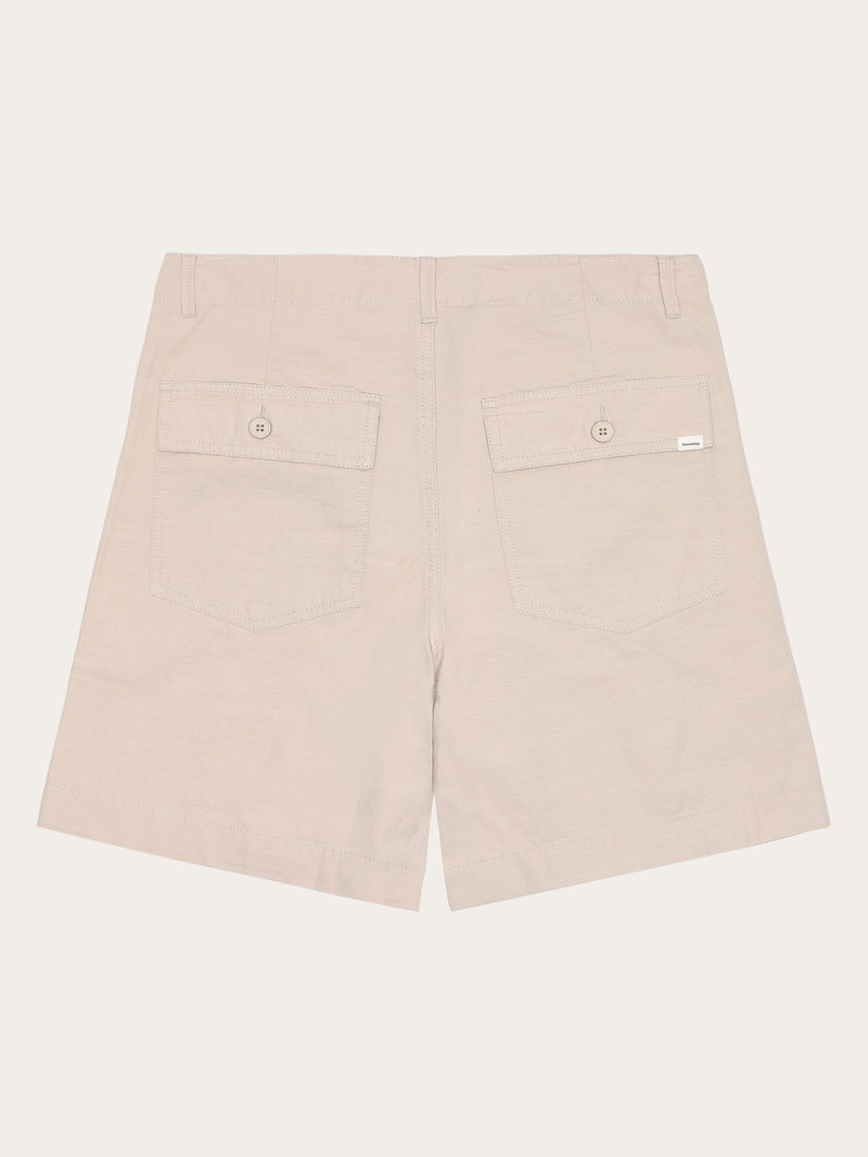 KnowledgeCotton Apparel - WMN POSEY mid-rise wide slub yarn shorts - GOTS/Vegan Shorts 1228 Light feather gray