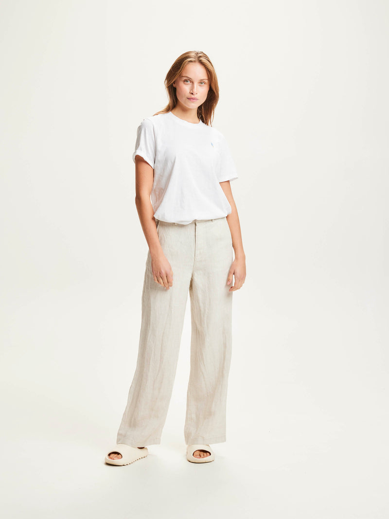 KnowledgeCotton Apparel - WMN POSEY natural linen pants Pants 1228 Light feather gray
