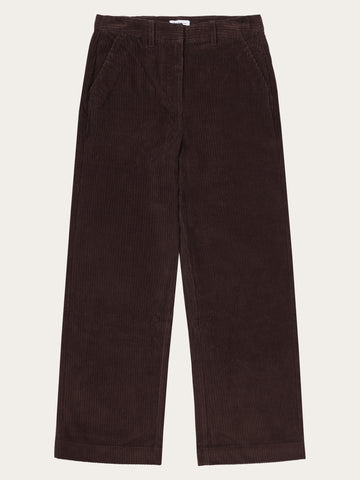 KnowledgeCotton Apparel - WMN POSEY wide high-rise irregular corduroy pant - GOTS/Vegan Pants 1394 Chocolate Plum