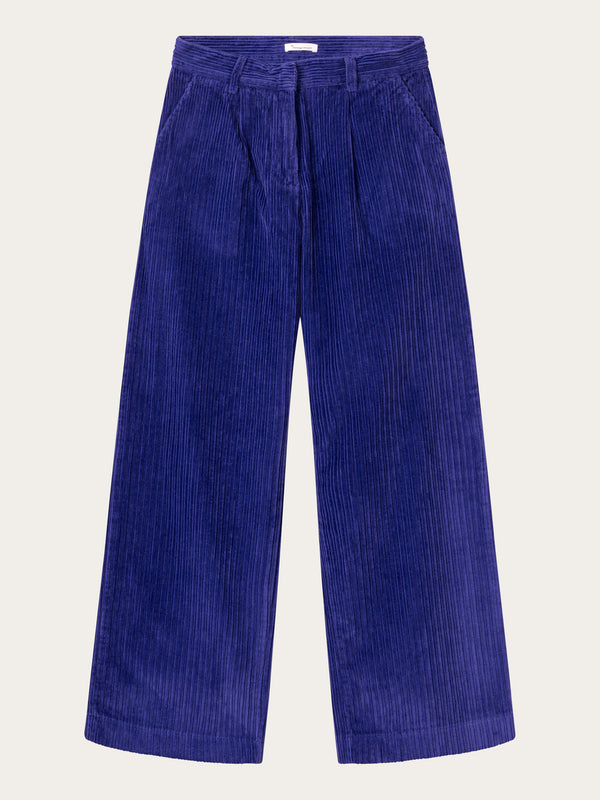 KnowledgeCotton Apparel - WMN POSEY wide high-rise irregular corduroy pants Pants 1416 Deep Purple