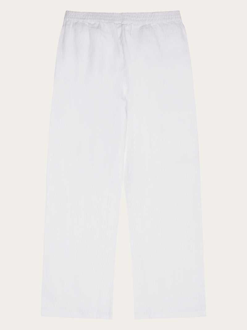 KnowledgeCotton Apparel - WMN POSEY wide mid-rise linen pants - GOTS/Vegan Pants 1010 Bright White