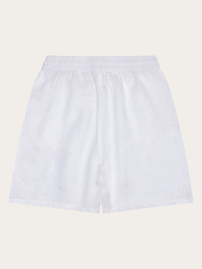 KnowledgeCotton Apparel - WMN POSEY wide mid-rise linen shorts - GOTS/Vegan Shorts 1010 Bright White