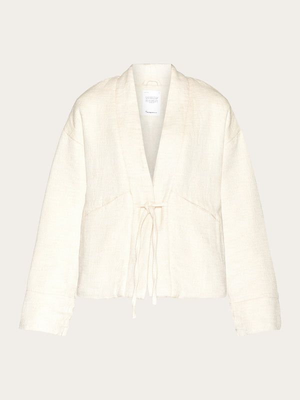 KnowledgeCotton Apparel - WMN Padded kimono herringbone structure jacket Jackets 1387 Egret
