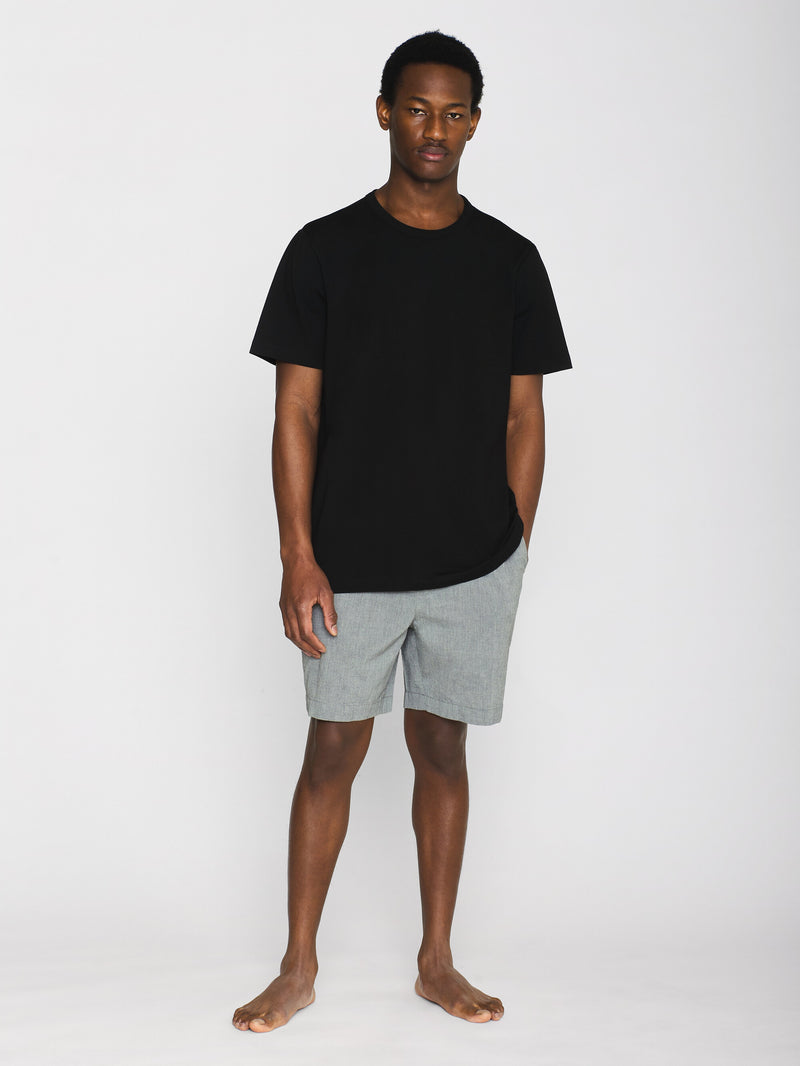 KnowledgeCotton Apparel - MEN Pajamas set with t-shirt & shorts - GOTS/ Vegan Homewear 1300 Black Jet