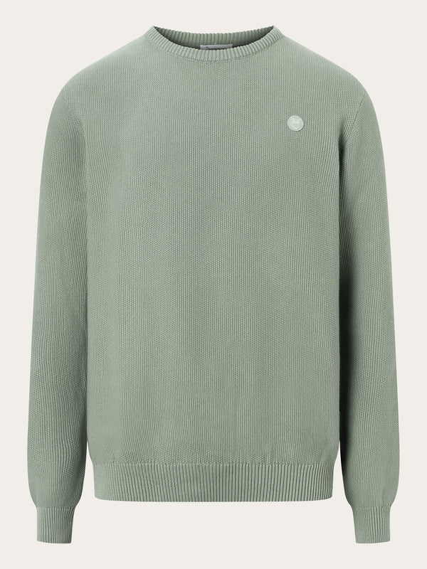 KnowledgeCotton Apparel - MEN Pique badge knit o-neck Knits 1396 Lily Pad