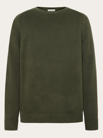 KnowledgeCotton Apparel - MEN Plain knitted crew neck Knits 1090 Forrest Night