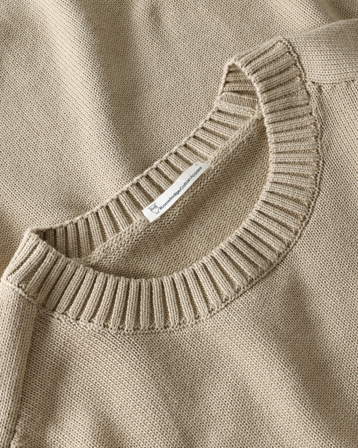 KnowledgeCotton Apparel - MEN Plain knitted crew neck Knits 1228 Light feather gray