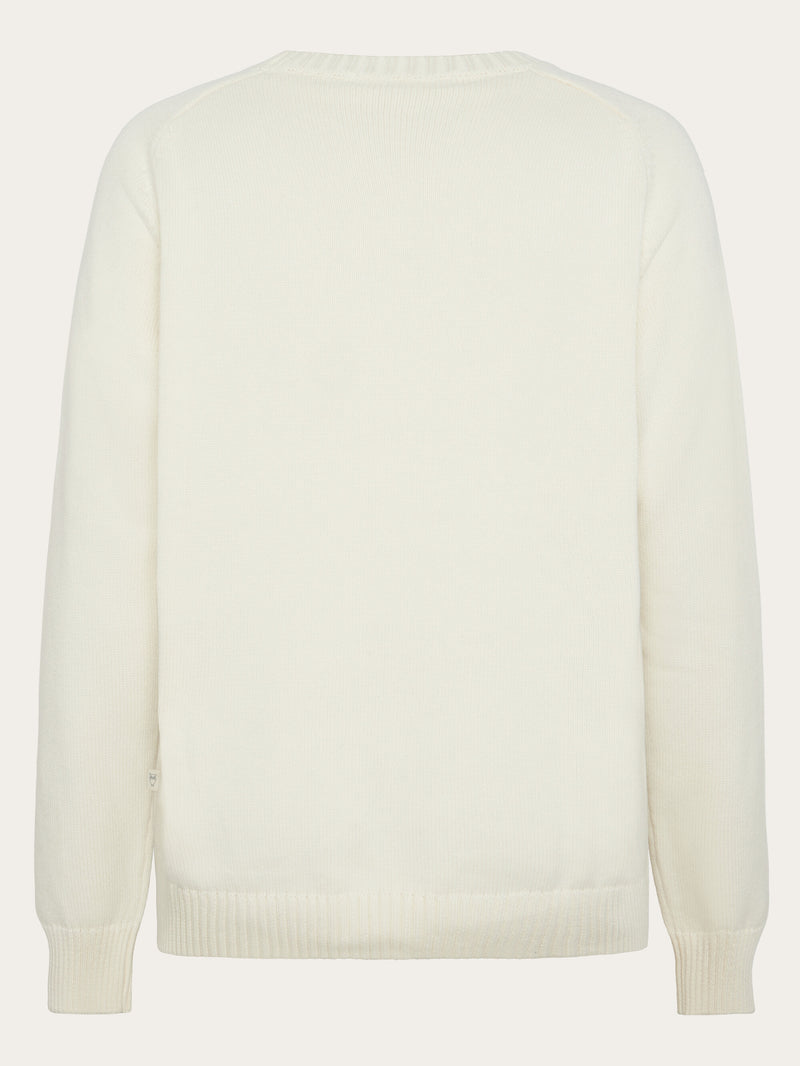 KnowledgeCotton Apparel - MEN Plain knitted crew neck Knits 1387 Egret