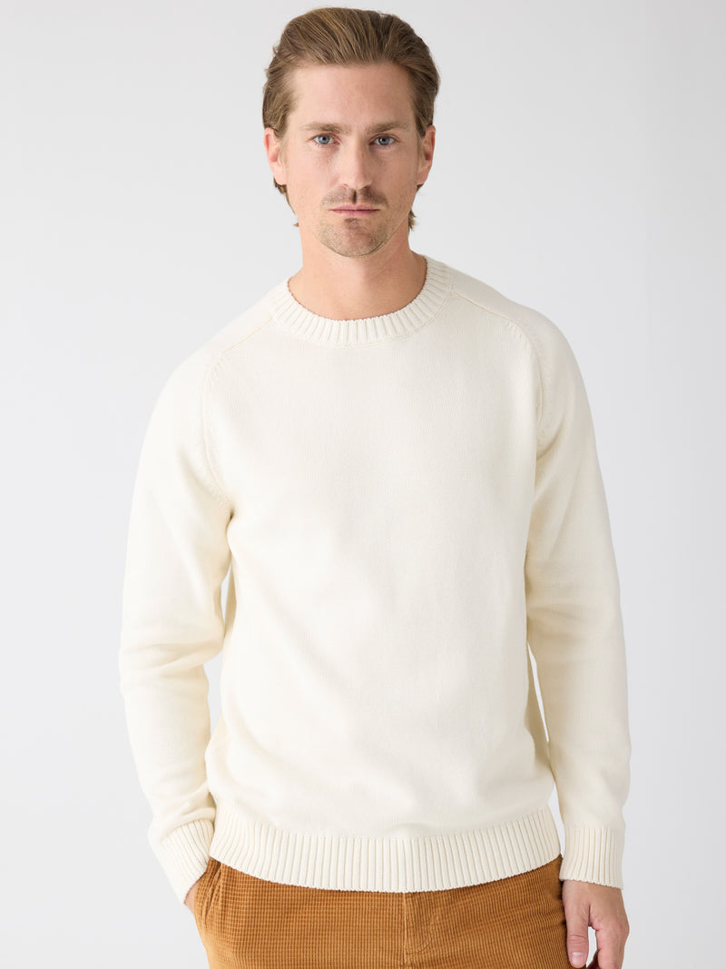 KnowledgeCotton Apparel - MEN Plain knitted crew neck Knits 1387 Egret