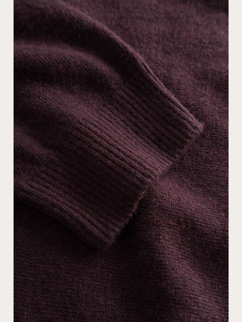 KnowledgeCotton Apparel - MEN Polo wool knit Knits 1404 Deep Mahogany