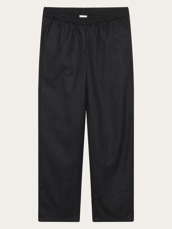 KnowledgeCotton Apparel - WMN Posey wide wool pants Pants 1073 Dark Grey Melange