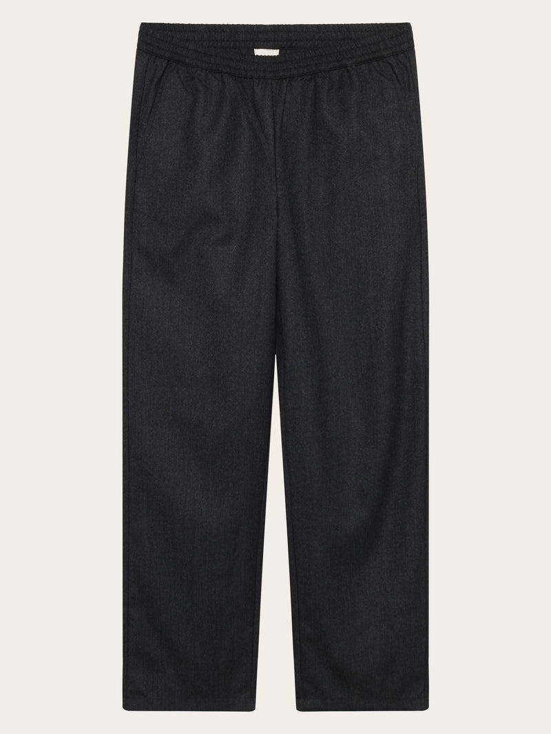 KnowledgeCotton Apparel - WMN Posey wide wool pants Pants 1073 Dark Grey Melange