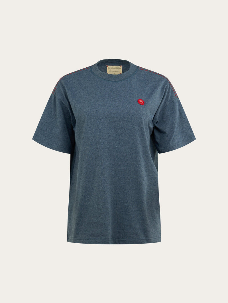 KnowledgeCotton Apparel - WMN Printed t-shirt REBORN™ T-shirts & Tops 1361 China Blue