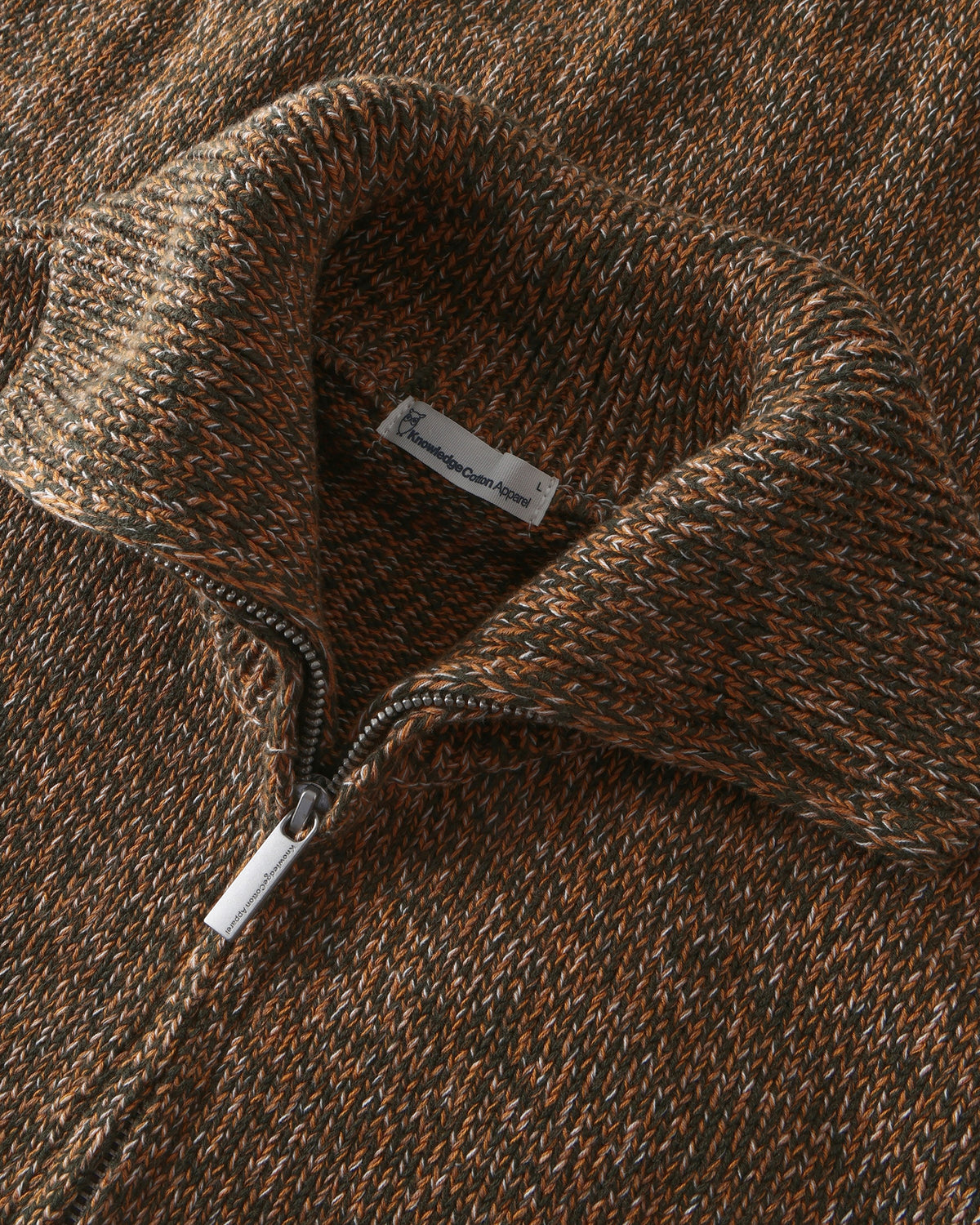 KnowledgeCotton Apparel - MEN Quater zip sweater Knits 5001 Green Multi