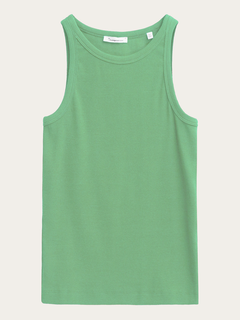 KnowledgeCotton Apparel - WMN Racer rib top T-shirts 1454 Shale Green