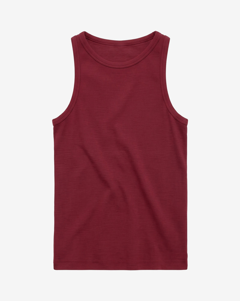 KnowledgeCotton Apparel - WMN Racer rib top T-shirts 1500 Burgundy