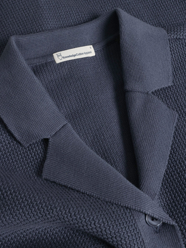 KnowledgeCotton Apparel - WMN Racking stitch short sleeved shirt - Regenerative Organic Certified™ - GOTS/Vegan Knits 1226 Vintage Indigo