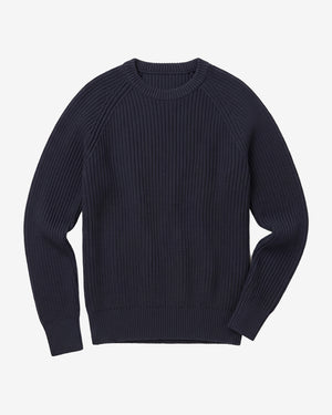 KnowledgeCotton Apparel - MEN Raglan knit sweater Knits 1412 Night Sky