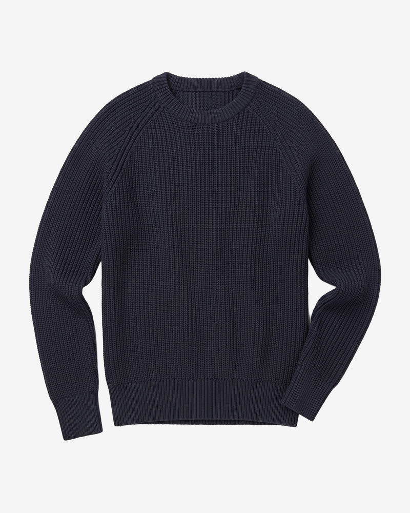 KnowledgeCotton Apparel - MEN Raglan knit sweater Knits 1412 Night Sky