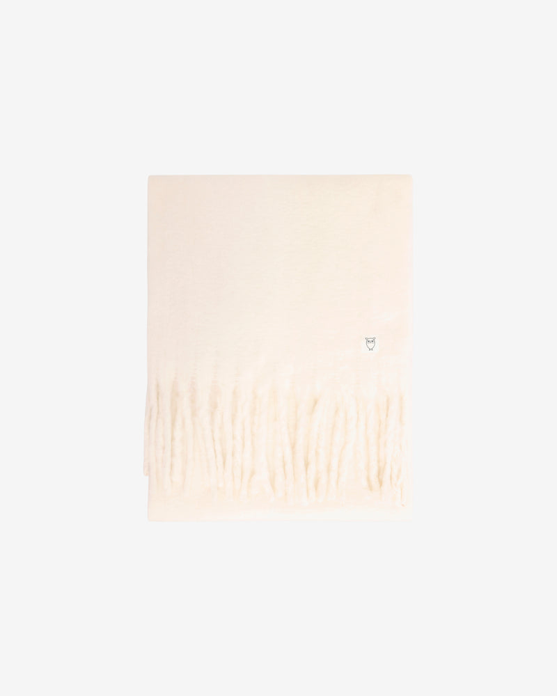 KnowledgeCotton Apparel - UNI Recycled fringe scarf Scarfs 1387 Egret