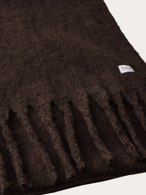 KnowledgeCotton Apparel - UNI Recycled fringe scarf Scarfs 1487 Chocolate Torte