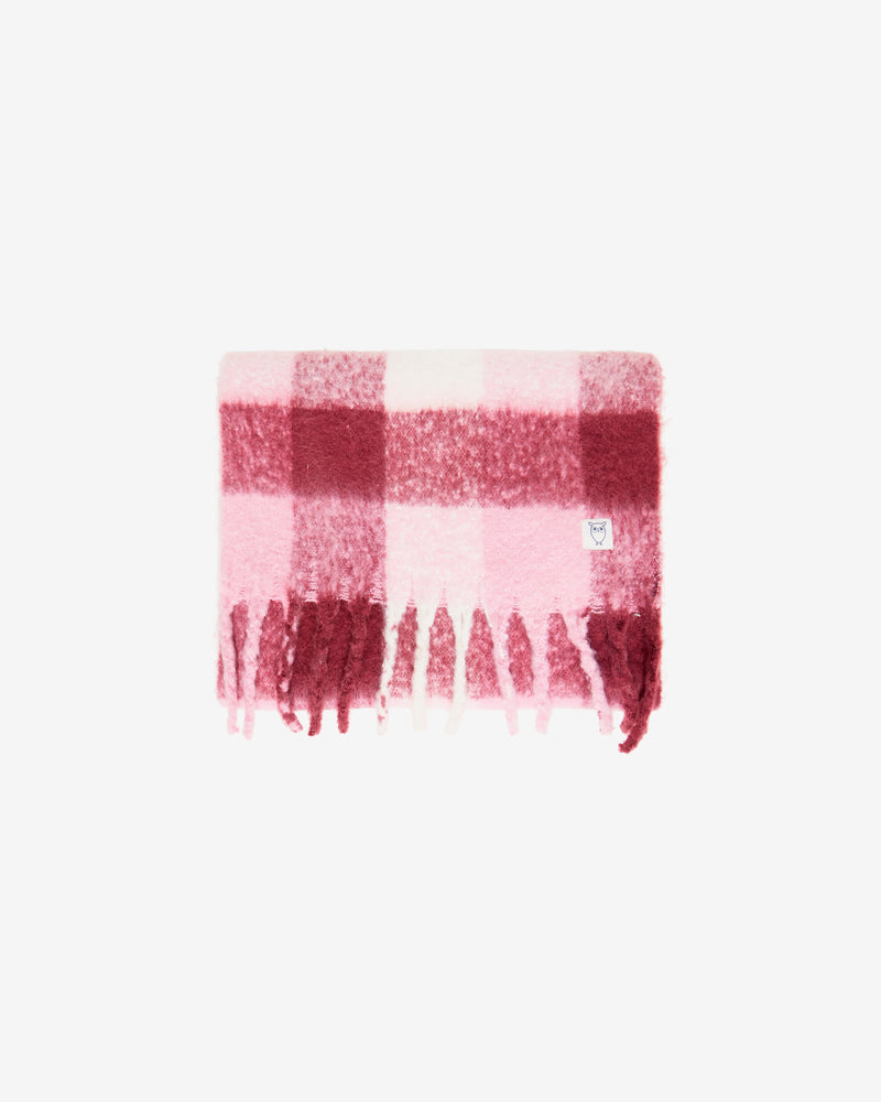 KnowledgeCotton Apparel - UNI Recycled fringe scarf Scarfs 7011 Red check