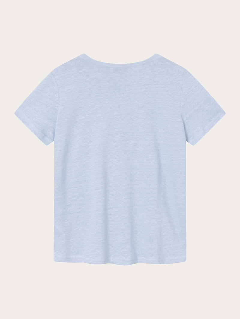KnowledgeCotton Apparel - WMN Reg linen t-shirt T-shirts 1349 Chambray Blue