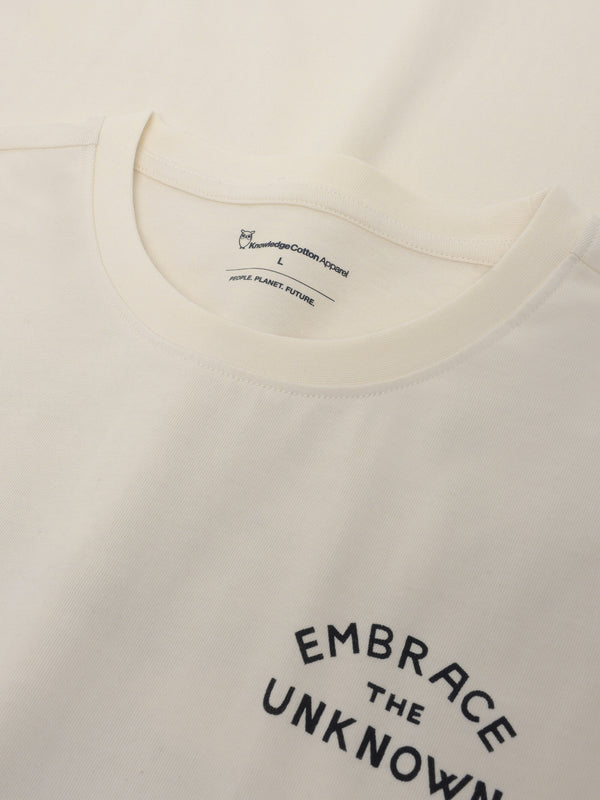 KnowledgeCotton Apparel - MEN Regenerative Organic Cotton Back Print T-Shirt GOTS T-shirts 1387 Egret