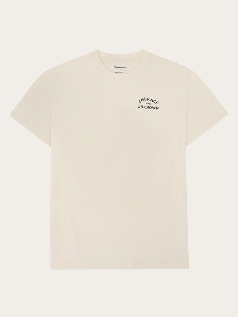 KnowledgeCotton Apparel - MEN Regenerative Organic Cotton Back Print T-Shirt GOTS T-shirts 1387 Egret