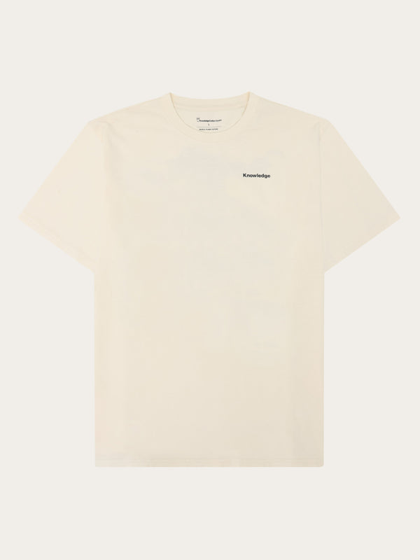 KnowledgeCotton Apparel - MEN Regenerative Organic Cotton Back Print T-Shirt GOTS T-shirts 1387 Egret