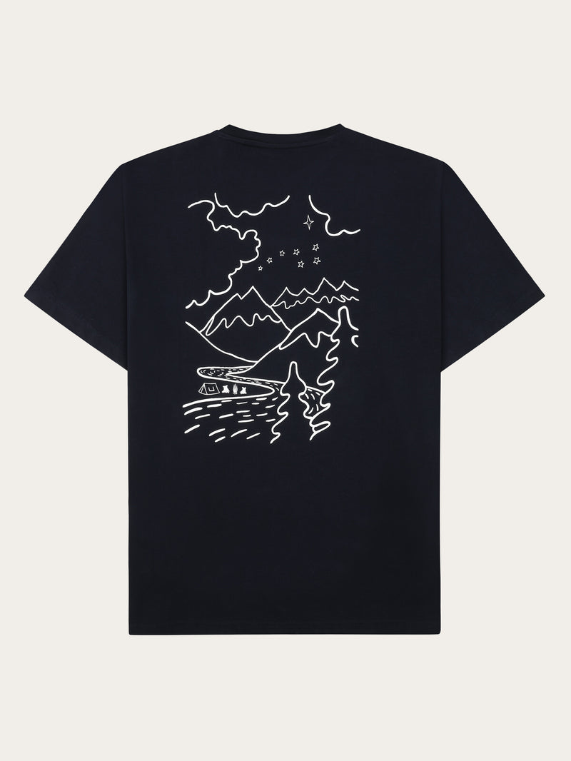 KnowledgeCotton Apparel - MEN Regenerative Organic Cotton Back Print T-Shirt GOTS T-shirts 1412 Night Sky